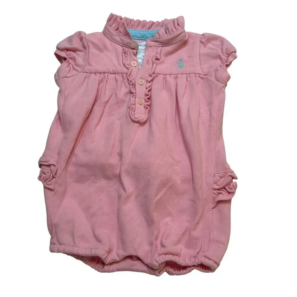 Ralph Lauren Pink Ruffle Romper sz 9 months Ralph Lauren Bubble Romper